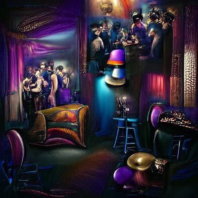 Detailed Speakeasy Parlor Party in Dark Blues
