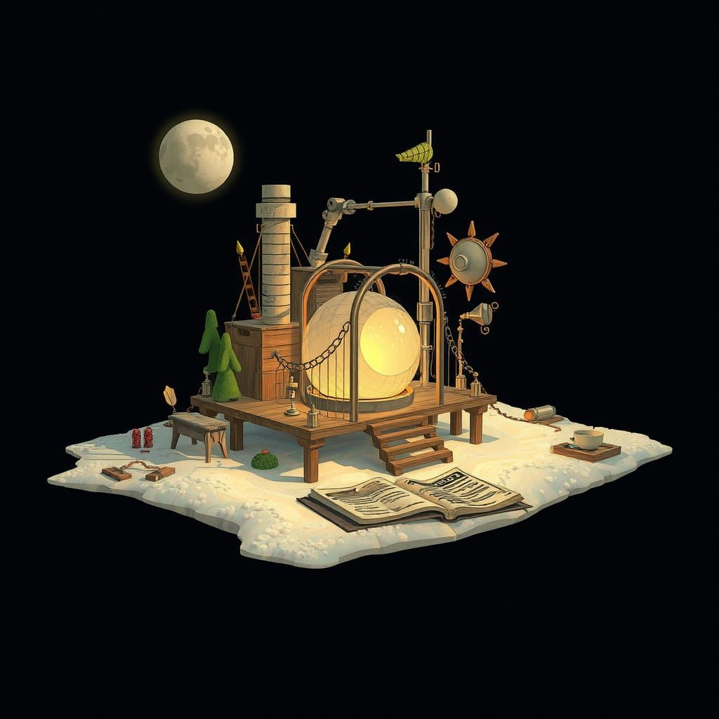 Cosmic Workshop: A Floating Inventor's Treehouse