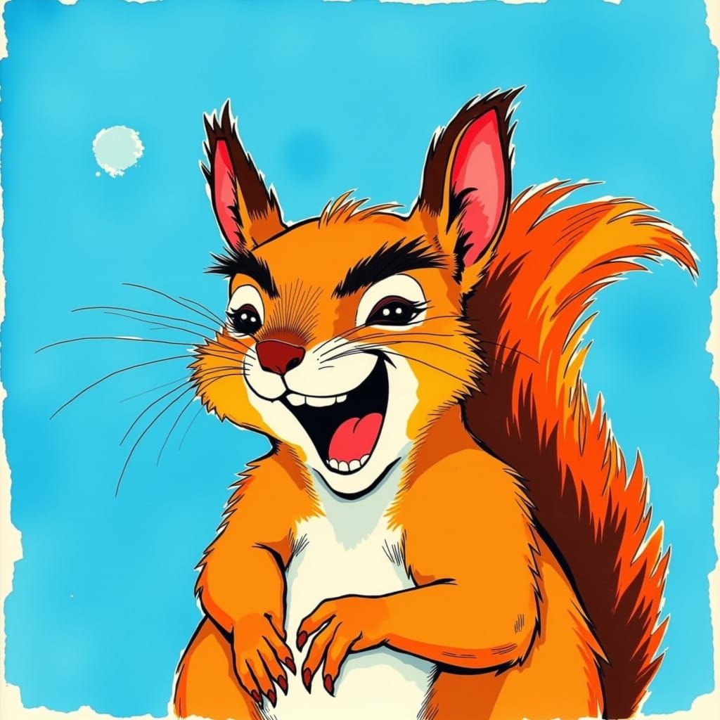 Mischievous Tropical Squirrel Portrait with Azure Sky