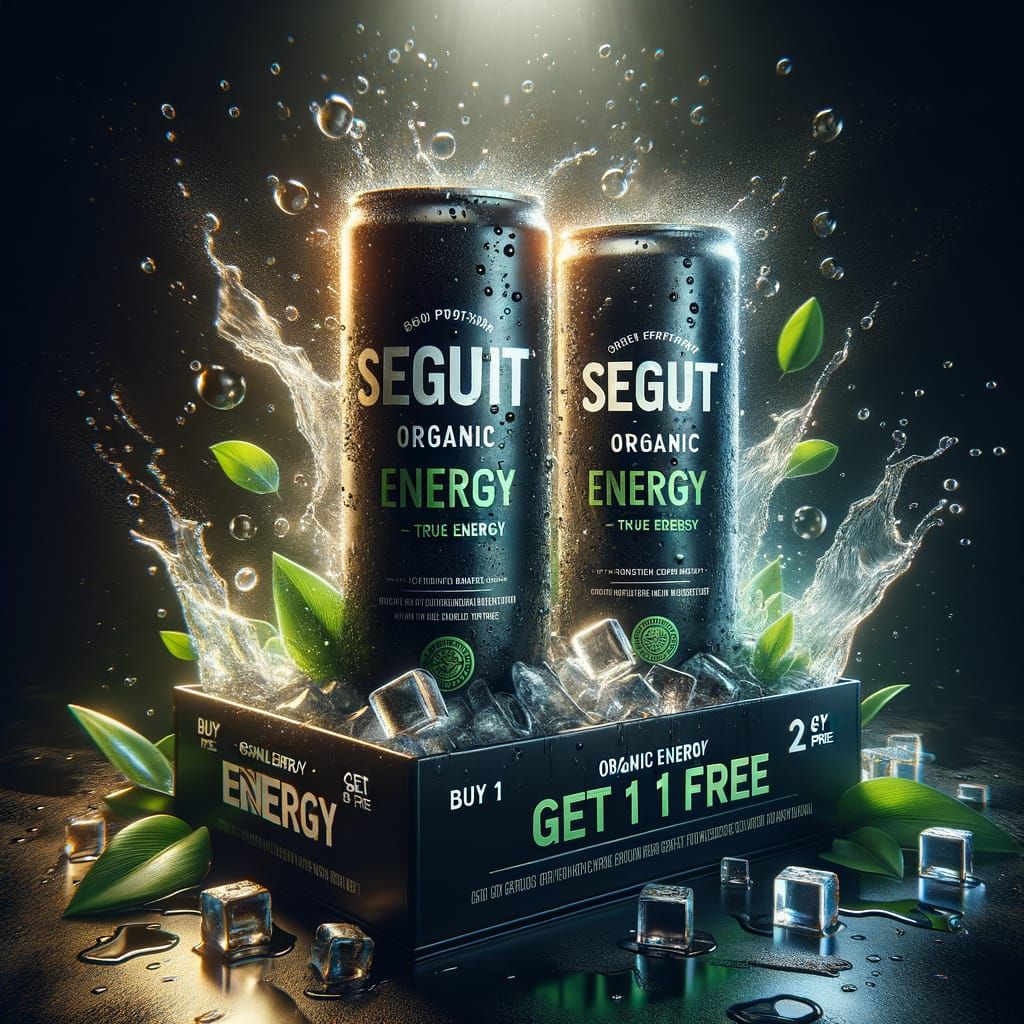 SEGUT Organic Energy Drink Ad with Buy 1 Get 1 Free Offer