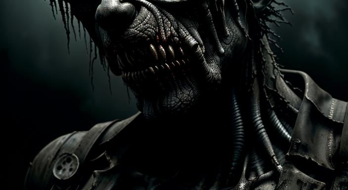 Dog-like Horror Creature in Industrial Setting