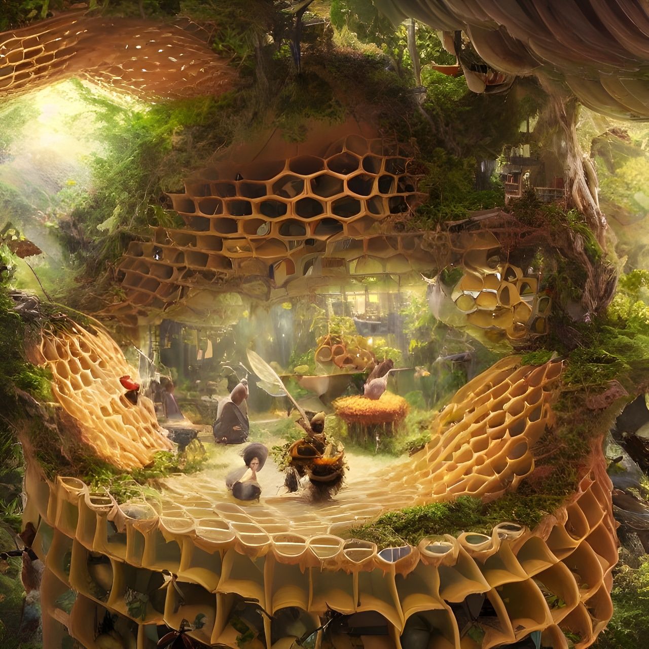 Whimsical Bee Hive Interior Concept Art