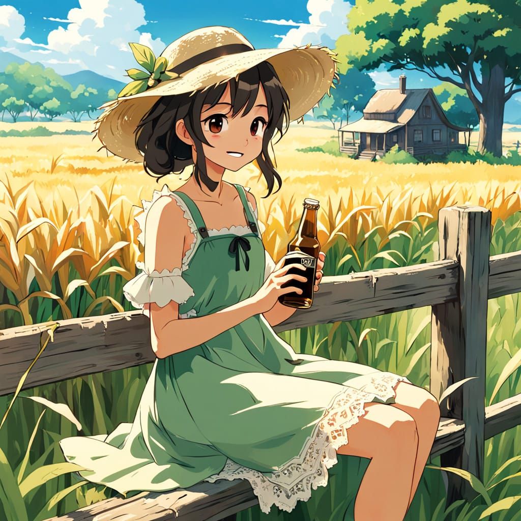 Serene Country Girl on a Summer Day