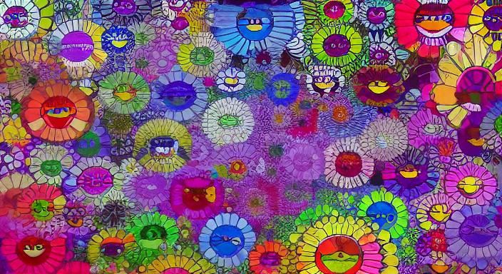 Kaleidoscopic Garden Landscape in Pop Art Style