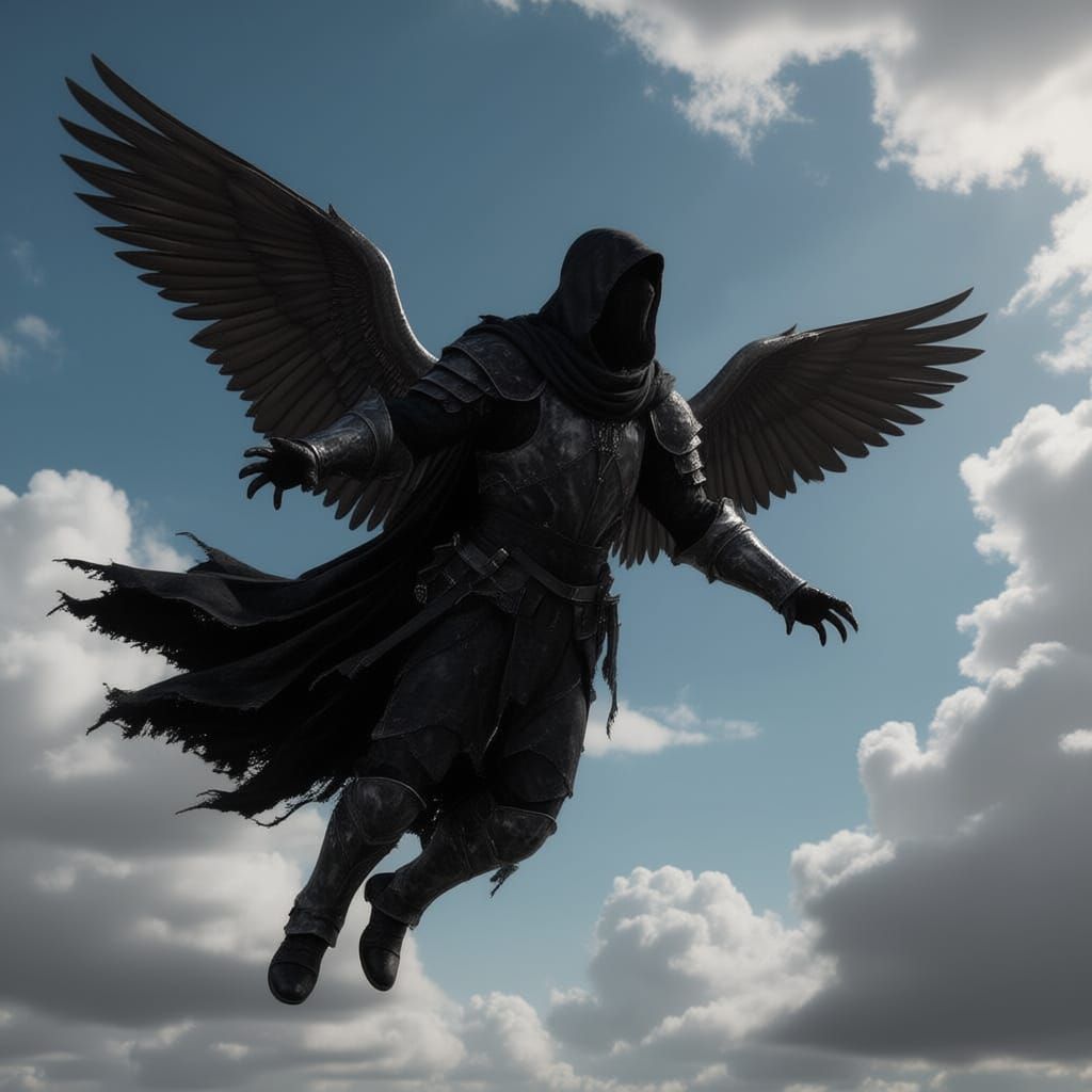 Lone Figure in Shadow, Dark Fantasy Landscape