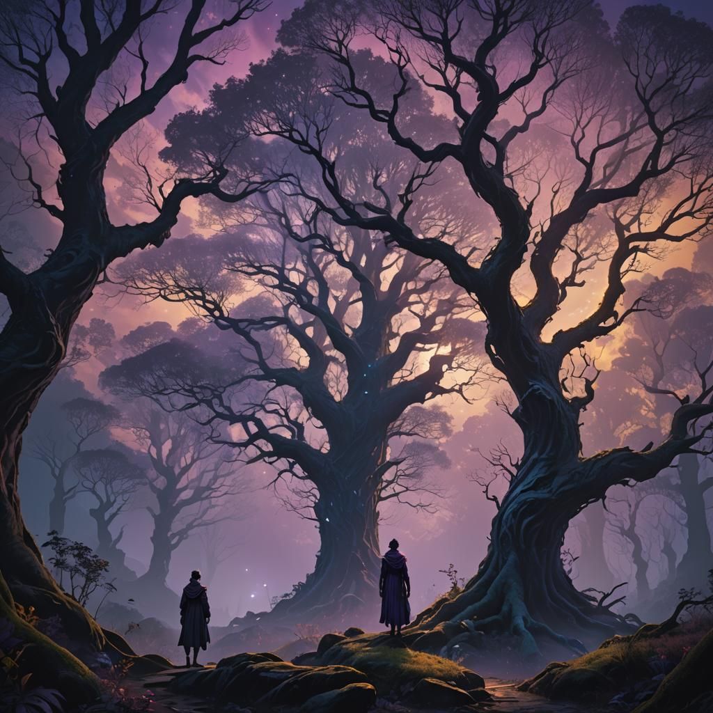 Ethereal Dark Fantasy Forest at Twilight