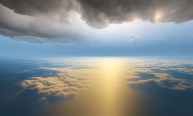 Spectacular Sunset Thunderstorm Over Ocean, Photorealistic 8...