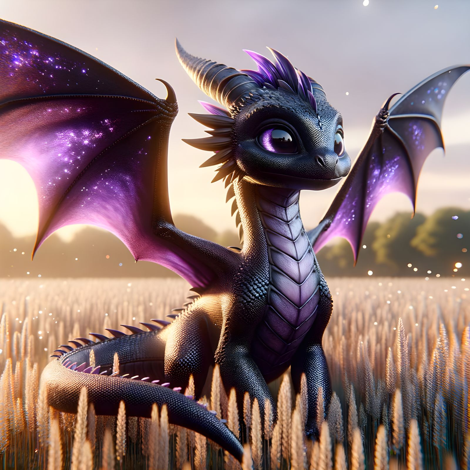 Cinematic Ultra-Realistic Dragon in a Gradual Forest Landsca...