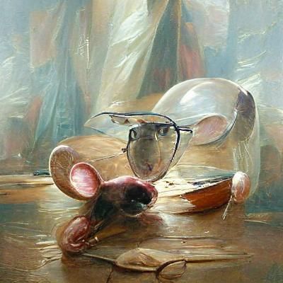 Mouse with Glasses as Oil Painting
