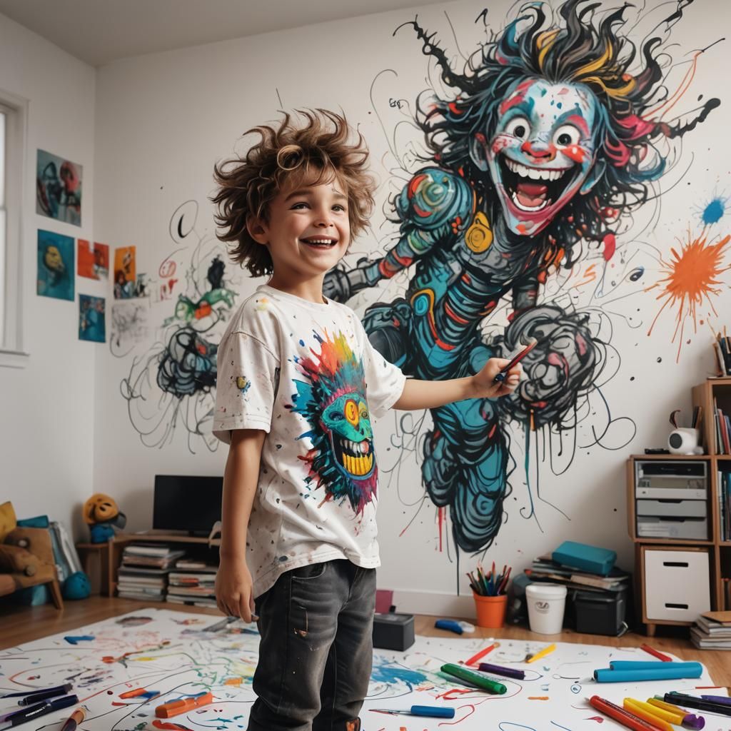 Boy's Colorful Wall Art: Fantasy Concept