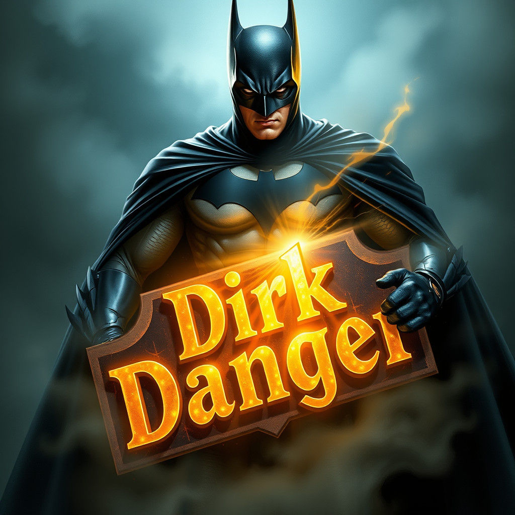 Batman Holds Dirk Danger Sign in Thomas Kinkade Style