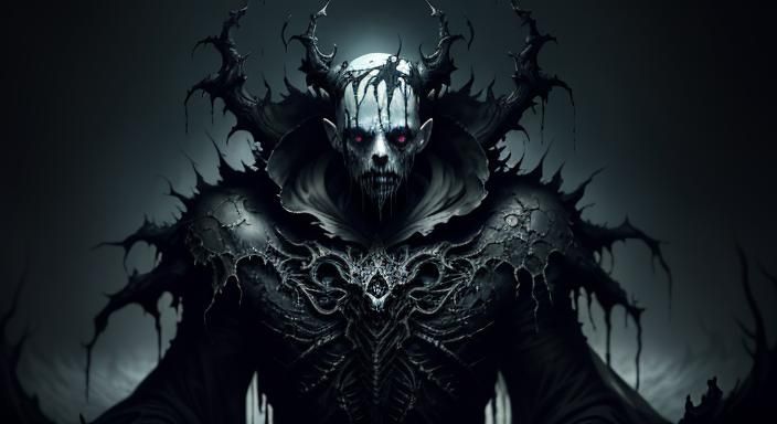 Ethereal Demonic Entity in Inkblot Art Style