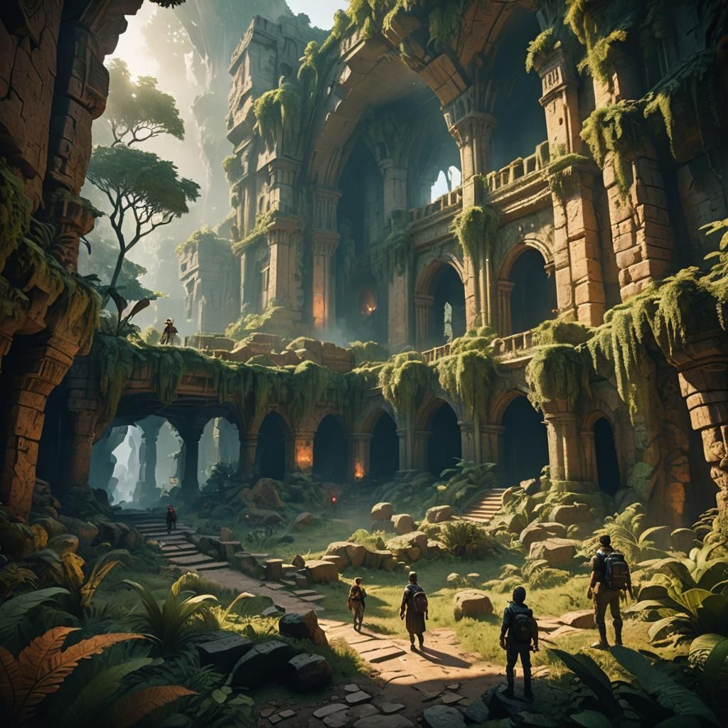 Epic Dinosaur Cavern in 3D Game Style