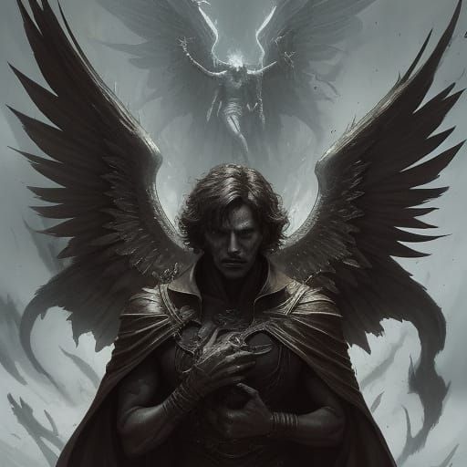Sinister Dark Angel Inspired by Rutkowski and Doré