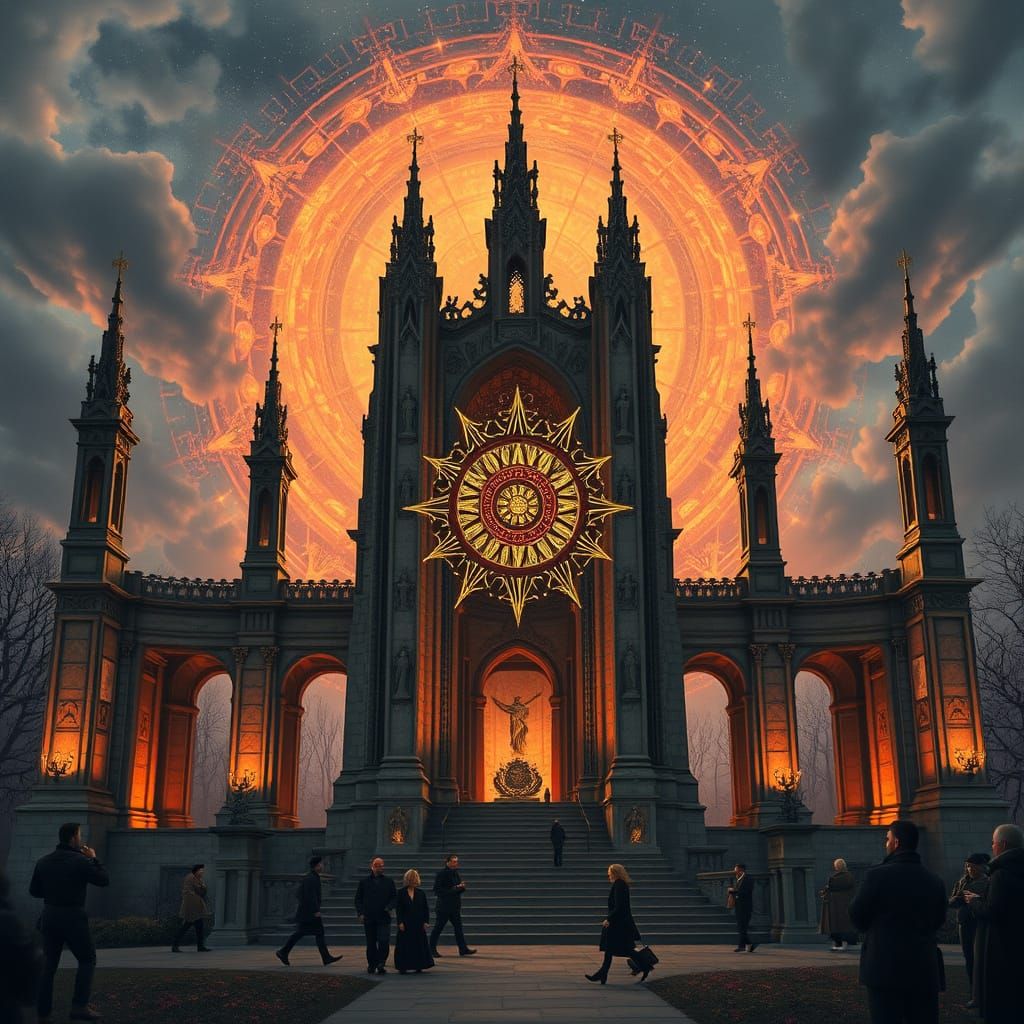 Ethereal Gothic Monument in Euclidean Magic Style