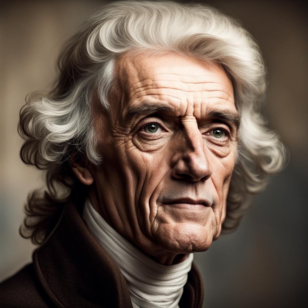 Thomas Jefferson Portrait in Paris, Hyperrealistic Style