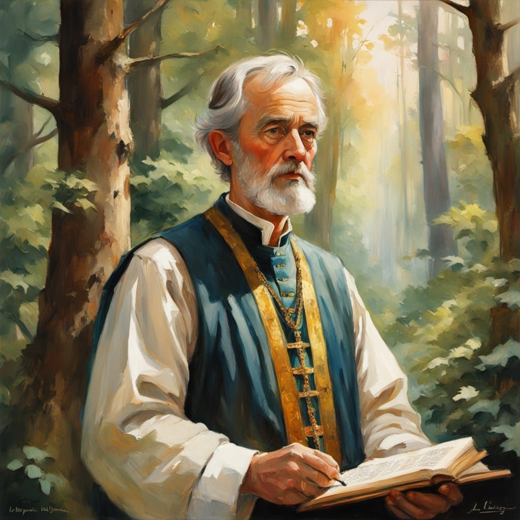 Bishop St. Hubert of Liege in Impressionist Watercolour