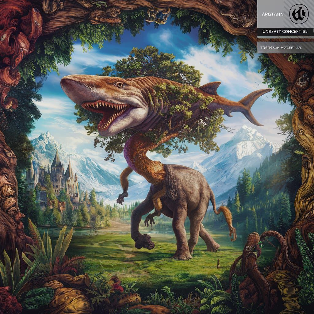 Fantastical Tree Creature in Lush Forest, Digital Painting