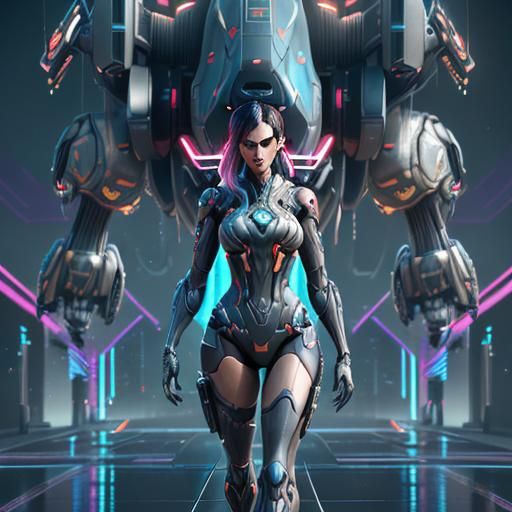 Nintendo Switch Girl in Cyberpunk Anime Style