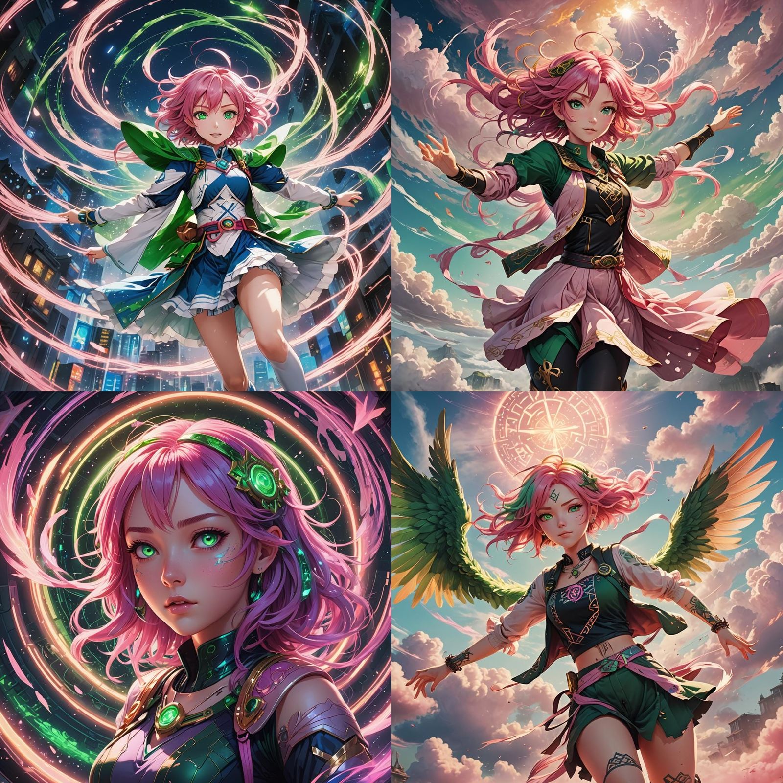 Anime Girl with Pink Hair Fantasy Art