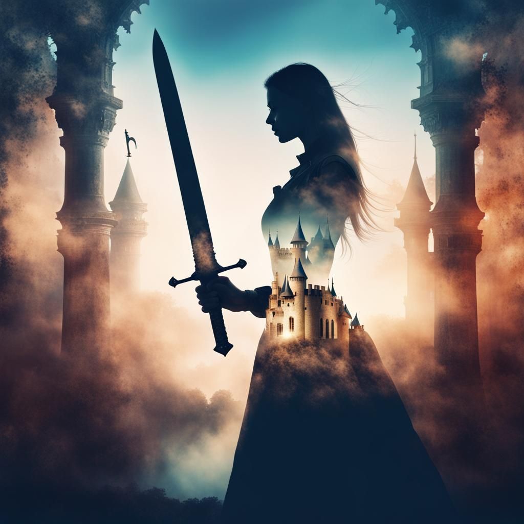 Whimsical Castle in Sword: Double Exposure Art