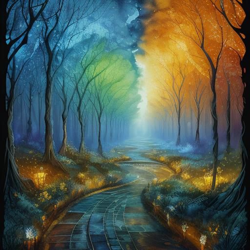 Moonlit Path Through Chaotic Forest: Concept Art