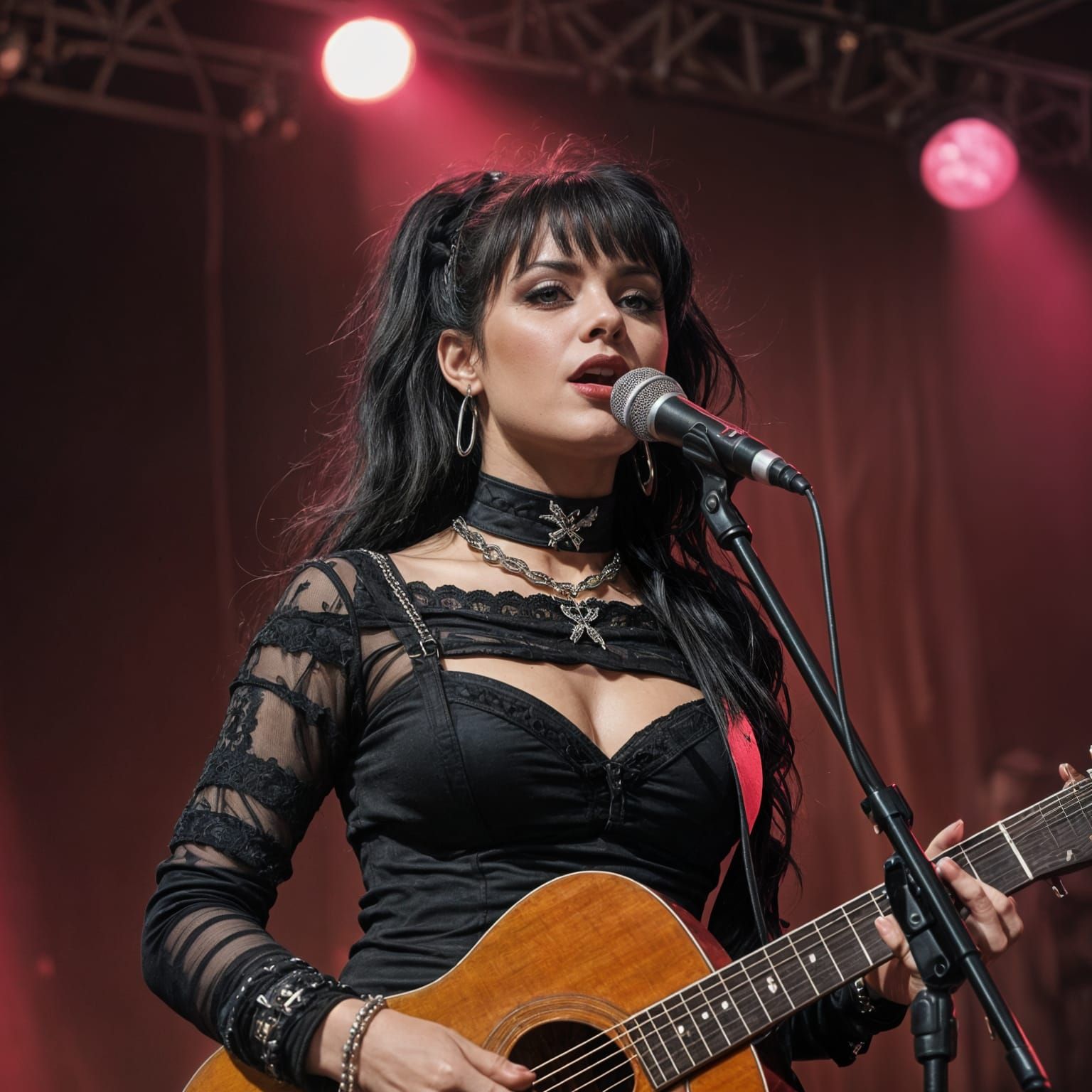 Goth Singer Performs at Country Music Show