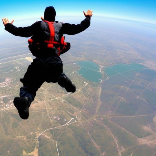 Skydiver Jumps From Airplane With Parachute