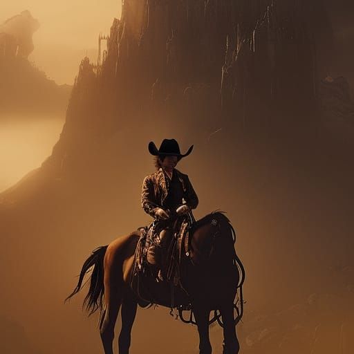 Vampire Cowboy/Cowgirl in Detailed Digital Matte Painting