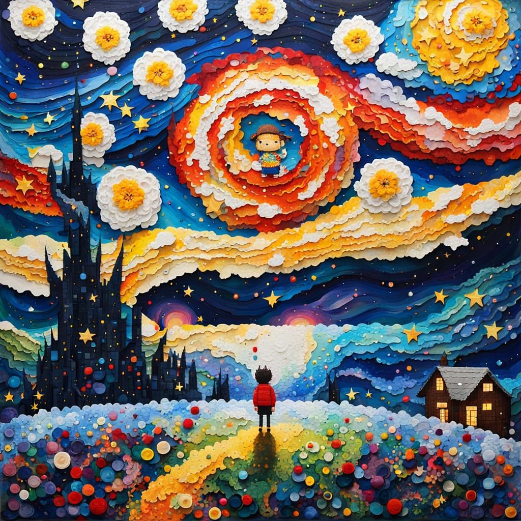 Anime Character in Abstract Impasto Pixel Art