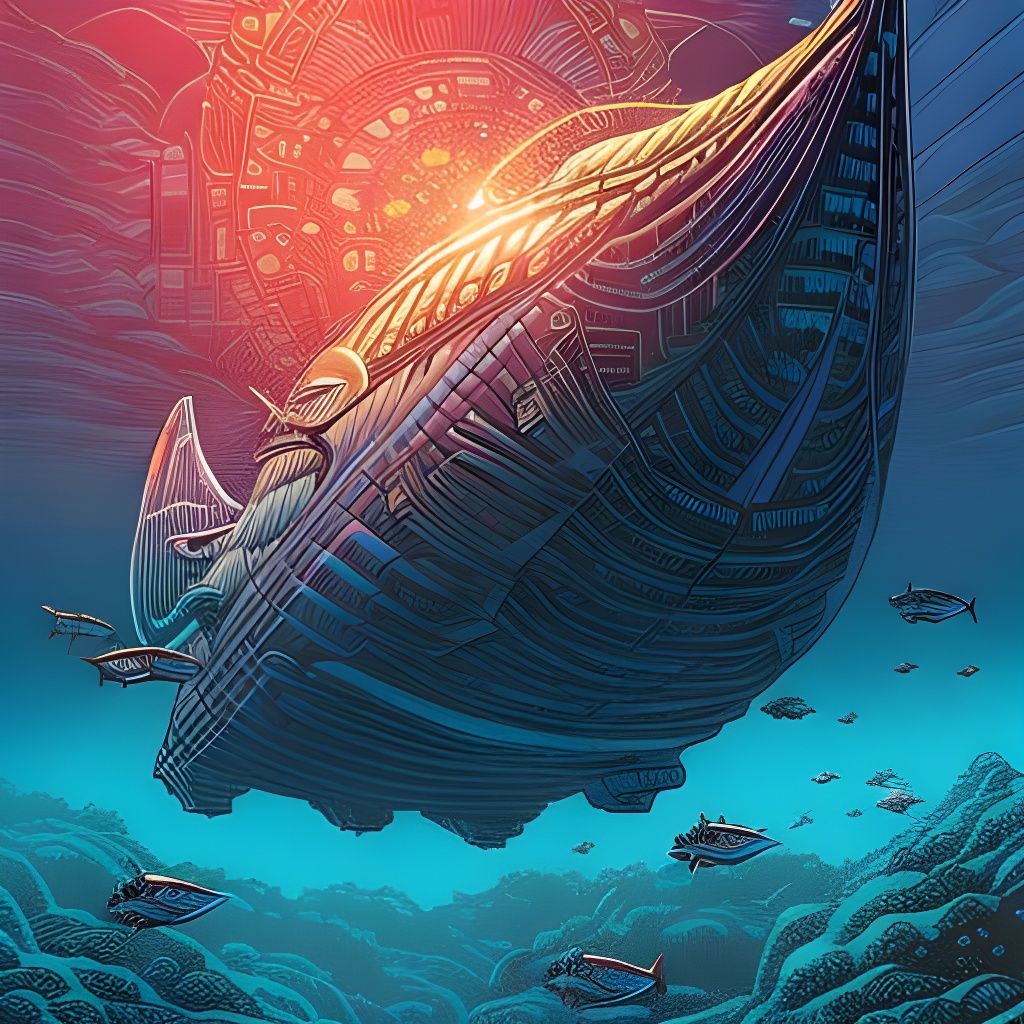 Ocean Floor Submarine in Comic Book Style