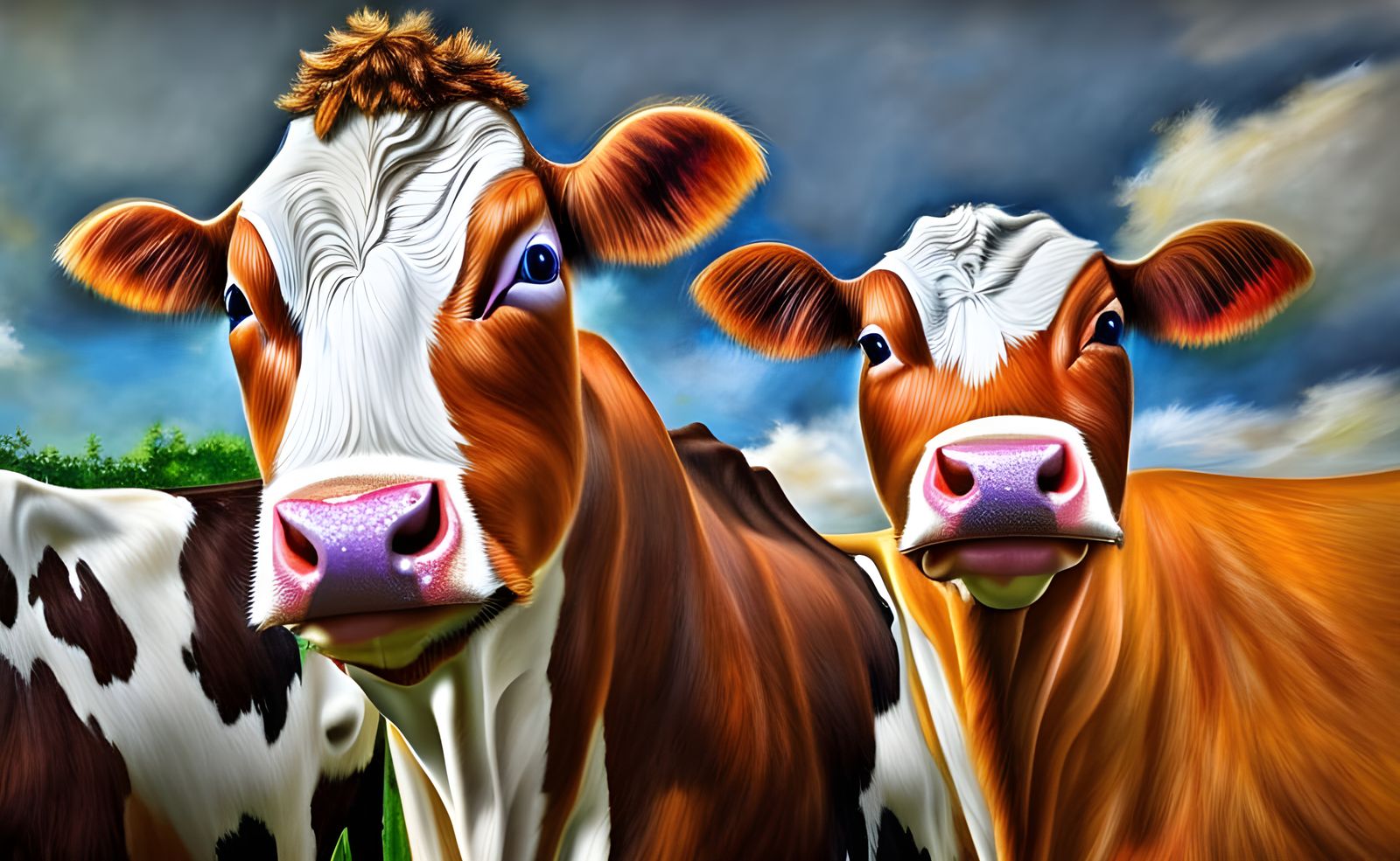 Hyperrealistic Cows and Chickens Splash Art