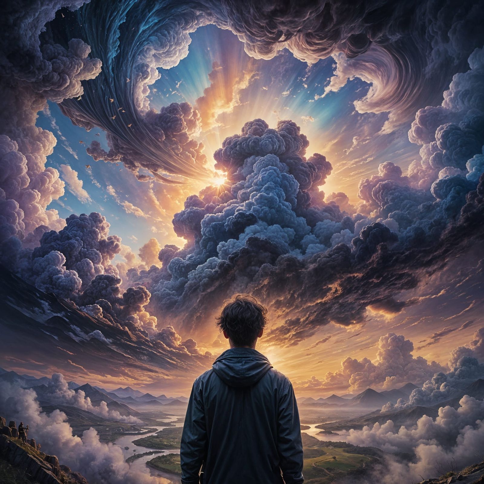 Enigmatic Figure of Contemplation in a State of Awe