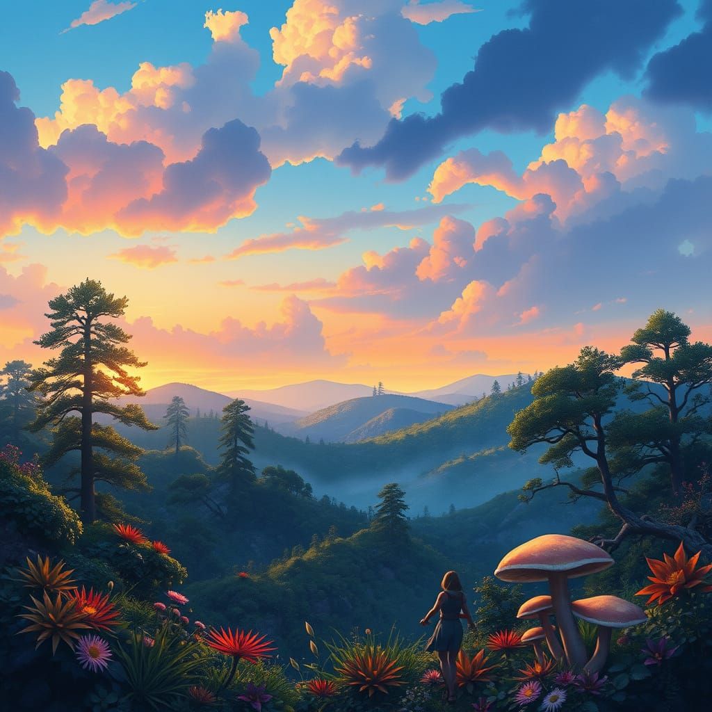 Fantasy Landscape in Dreamy Watercolor Style