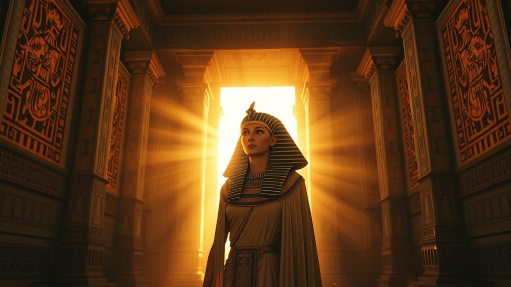 Hatshepsut as Royal Wife in Sunlit Palace
