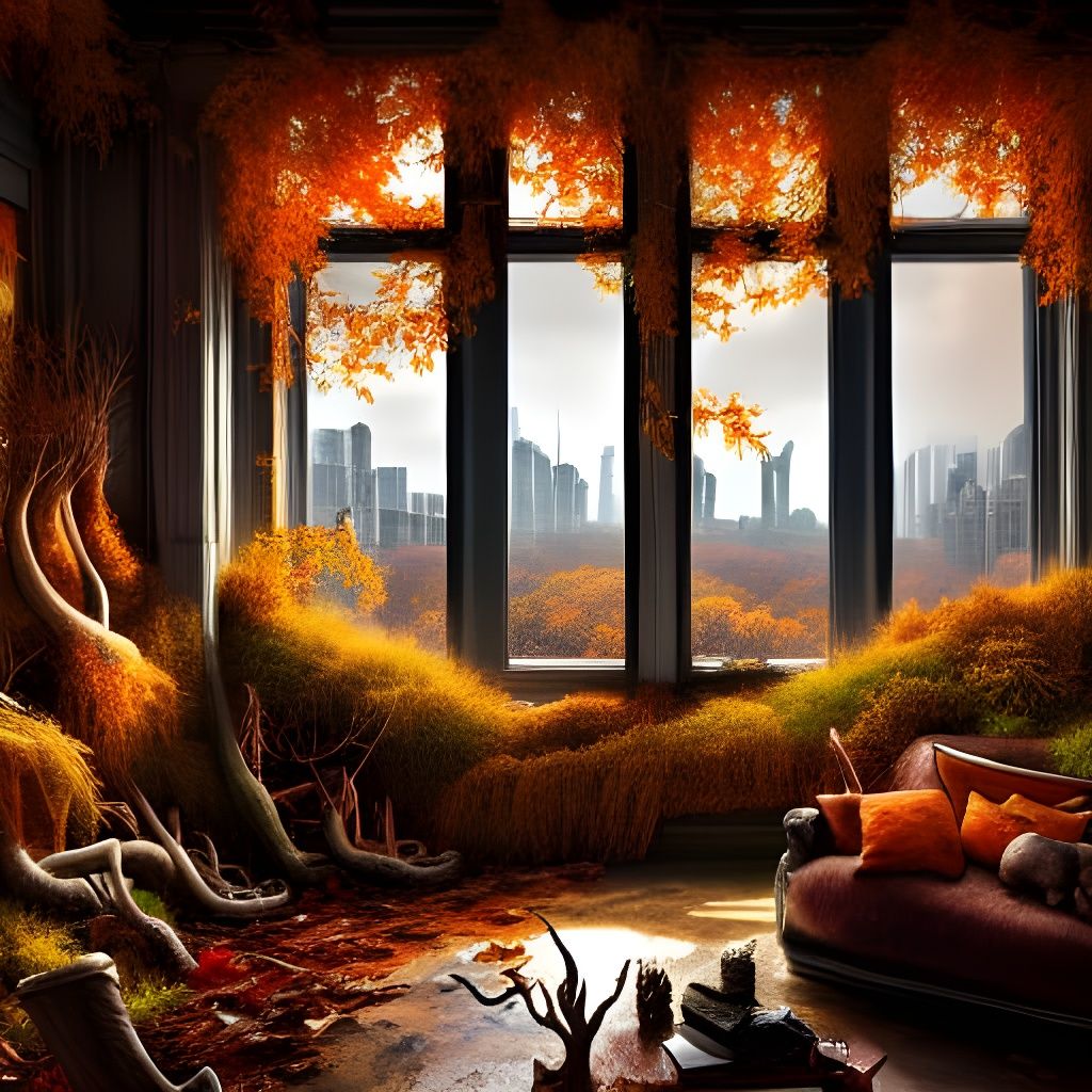 Autumn Chicago Living Room with Fungi