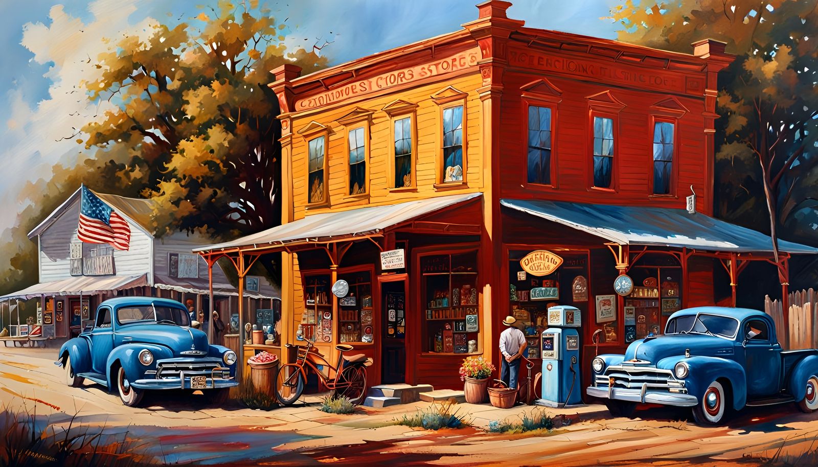 Texas Town: Oil Painting in Warm Colors