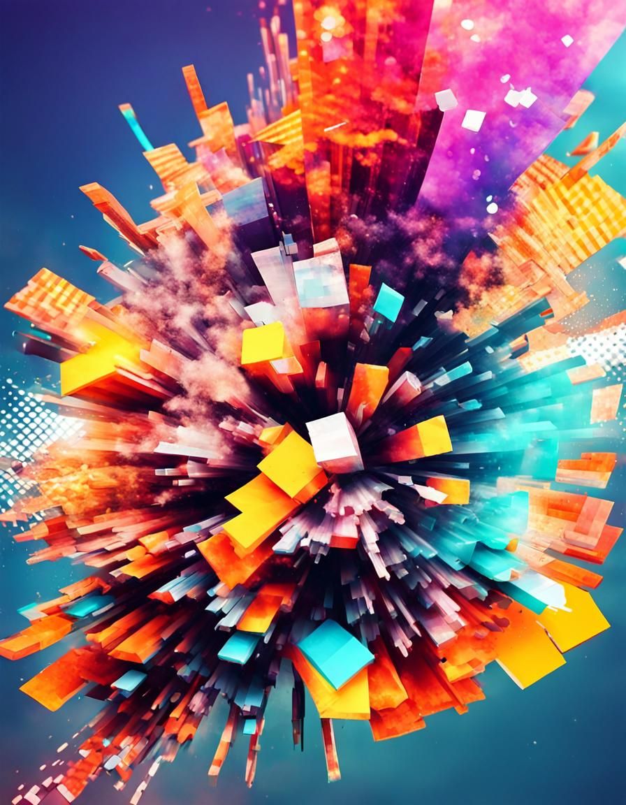 Vibrant Pop Art Explosion with Pixelated Effects