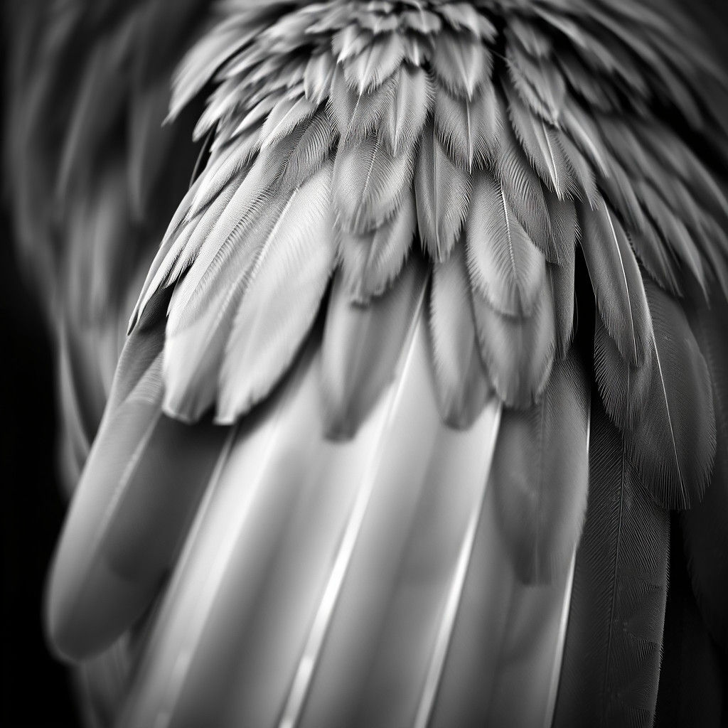 Monochrome Bird Wing Feather Macro Photograph