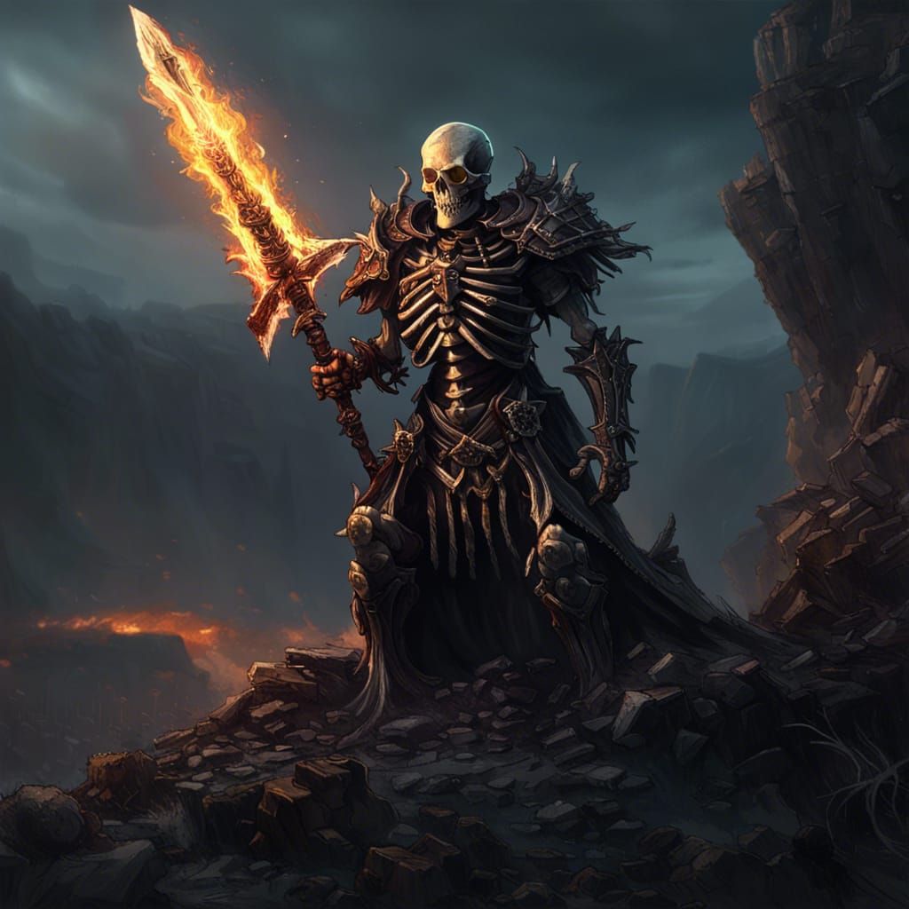 Skeleton Overlord: King of Death in Apocalyptic Wasteland