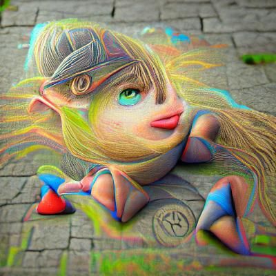 Fantasy Girl in 8K 3D Chalk Art Style