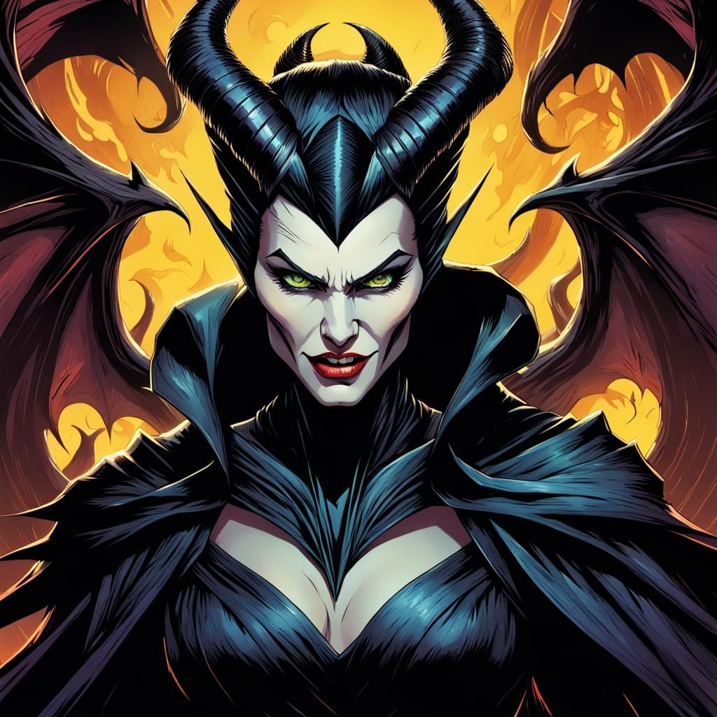 Menacing Demonic Entity with Sharp Fangs, Comic Book Art