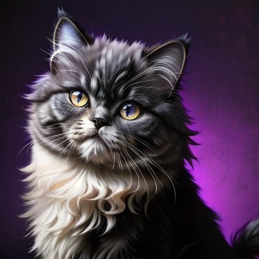 Vintage Junk Journal with Persian Cat: Hyperrealistic Art