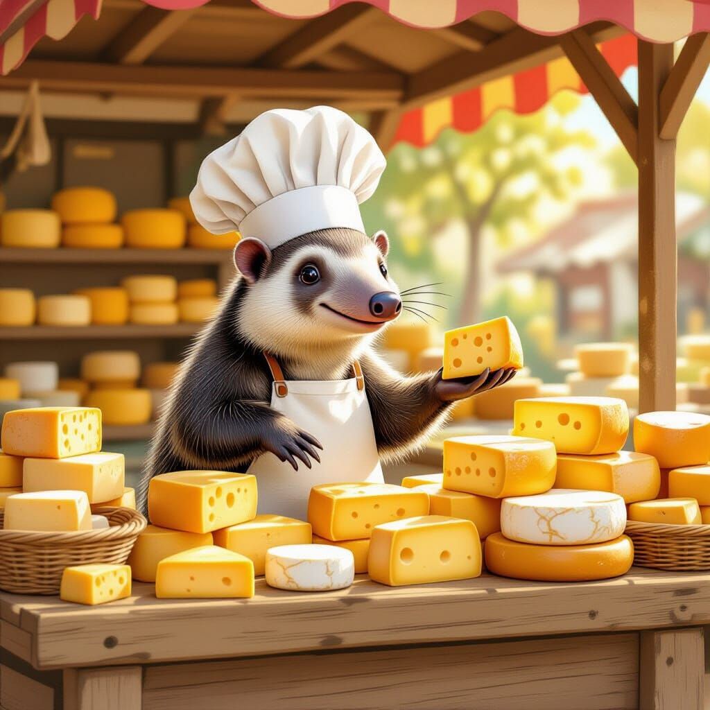 Whimsical Anteater Sells Cheese in Storybook Style
