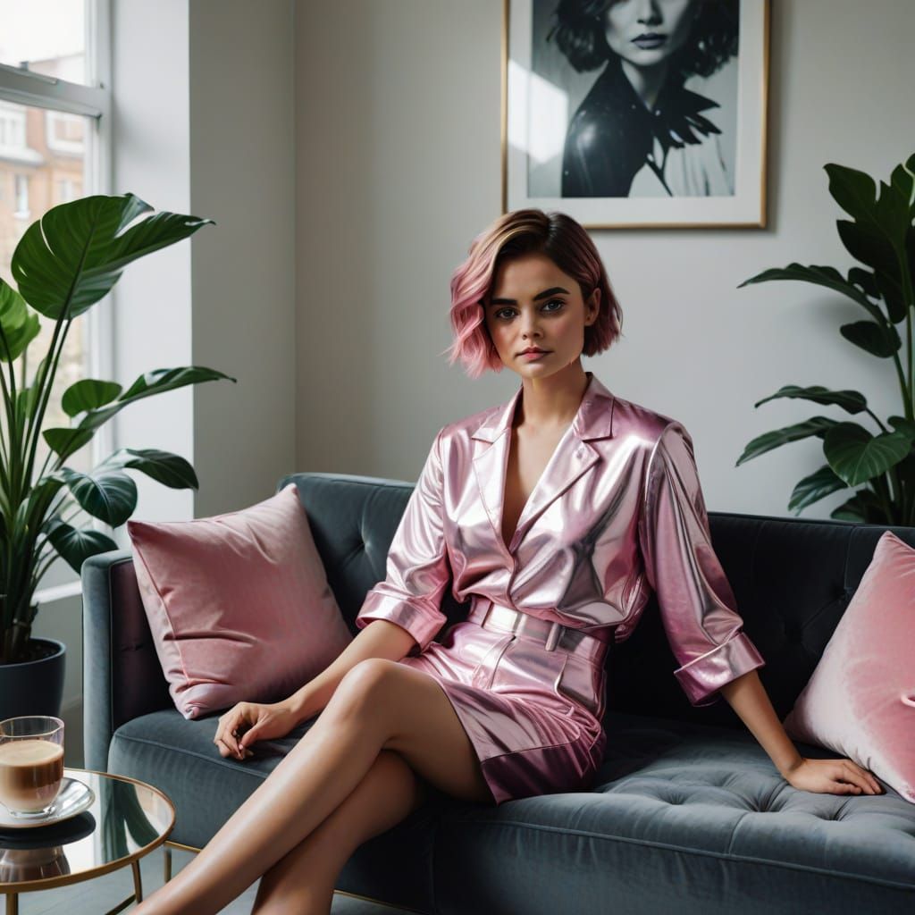 Jenna Coleman Vogue Portrait in Gerhard Richter Style