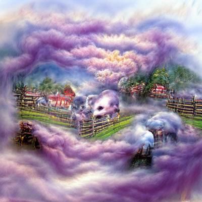 Surreal Zombie Calf and Donkey Farm in Ethereal Style