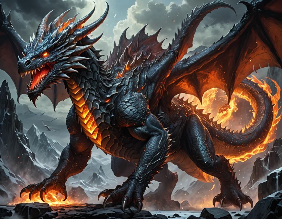 Epic Dragon of Fire and Shadow