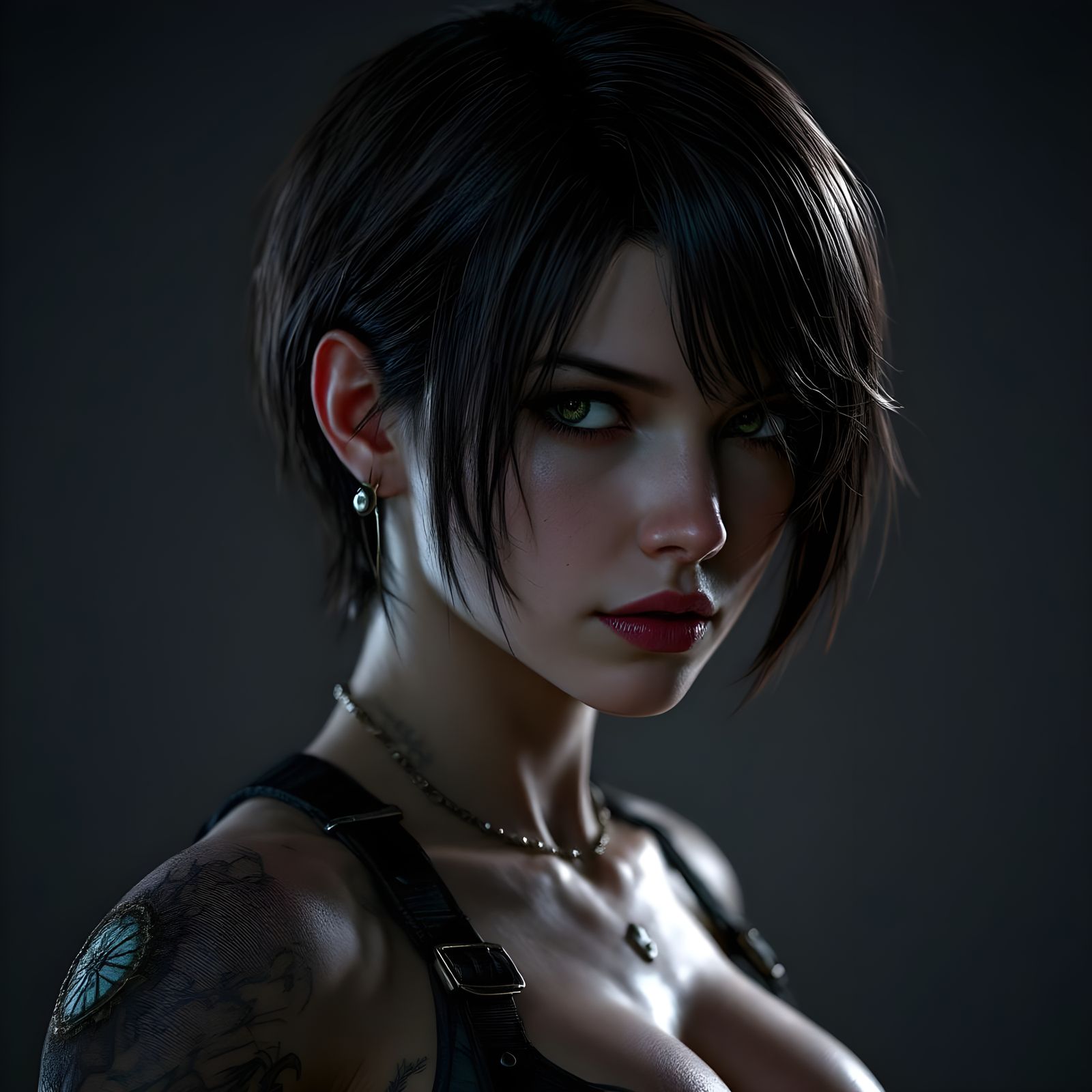 Ada Wong Portrait in Hyperdetailed Style