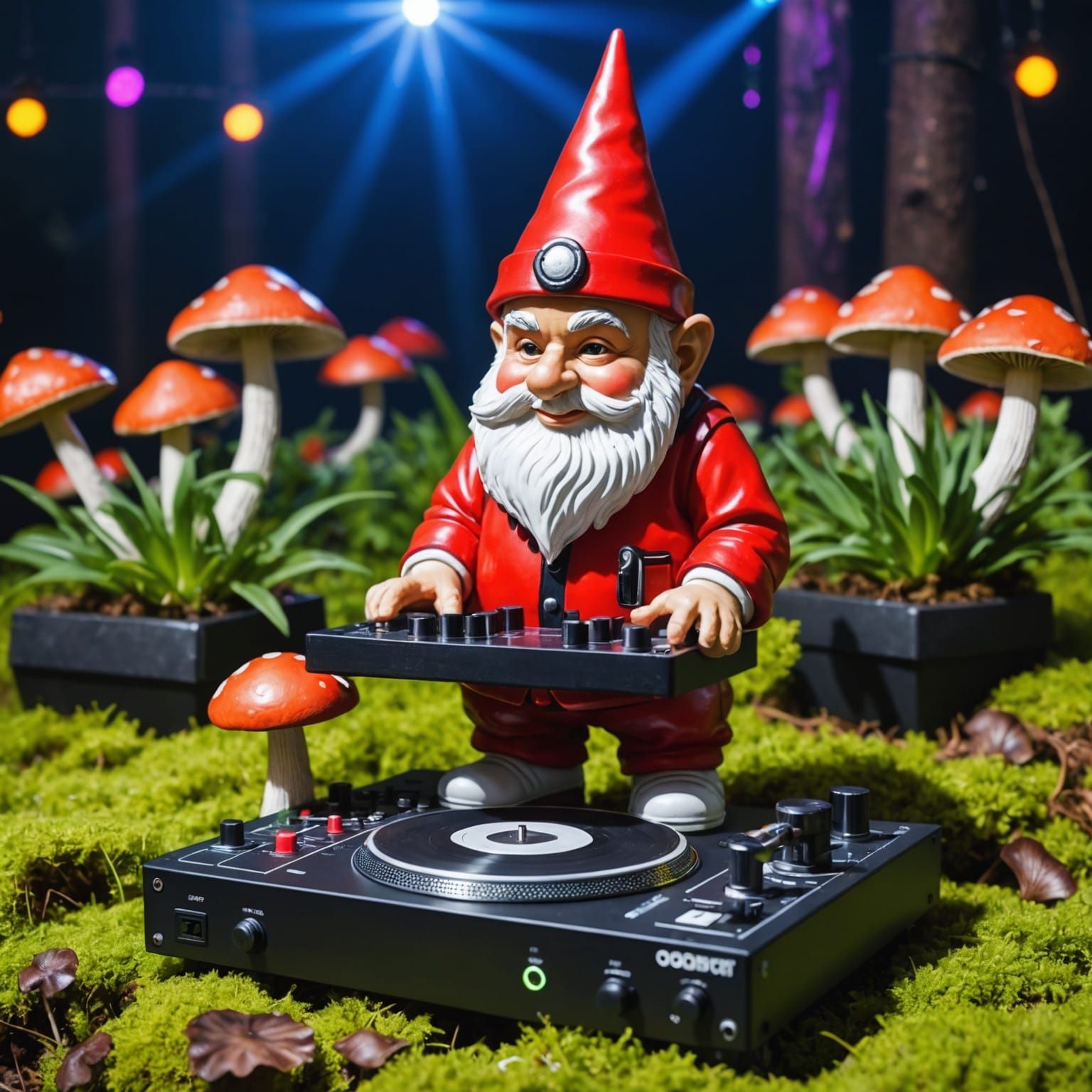 Garden Gnome DJing at a Rave