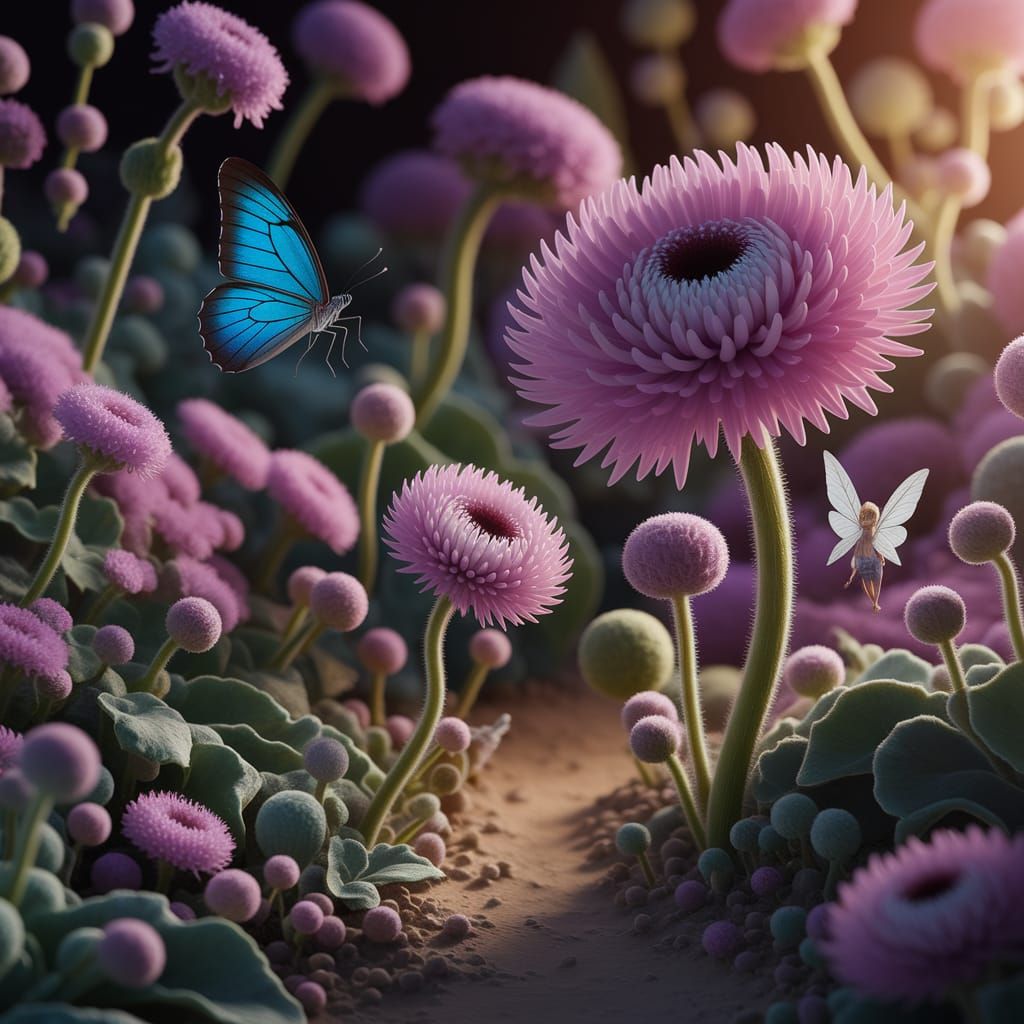Enchanting Micro-World with Surreal Flora in Oil Painting St...